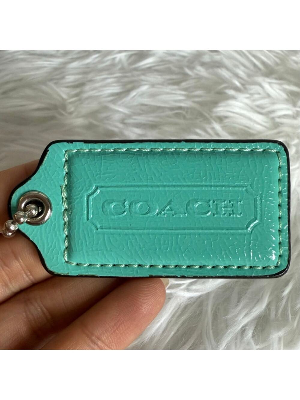 2.5" COACH Turquoise Fob Bag Charm Hang tag Hangtag